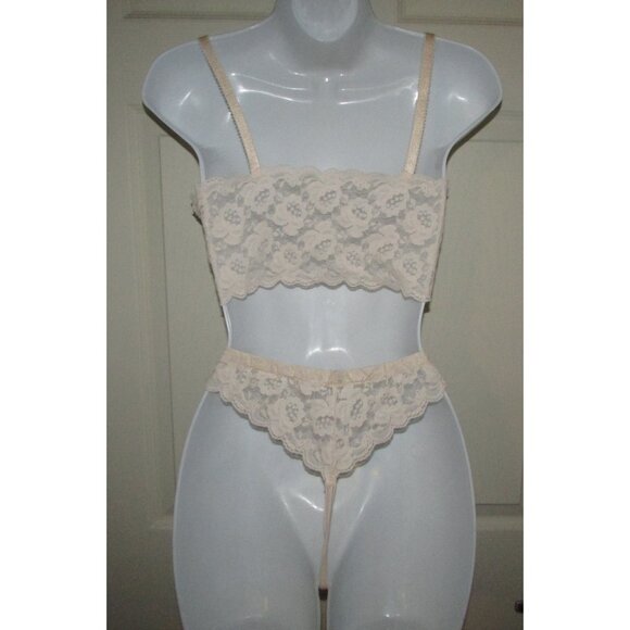 Peach Lace Bralette & High Cut Leg Thong Set - Picture 3 of 14